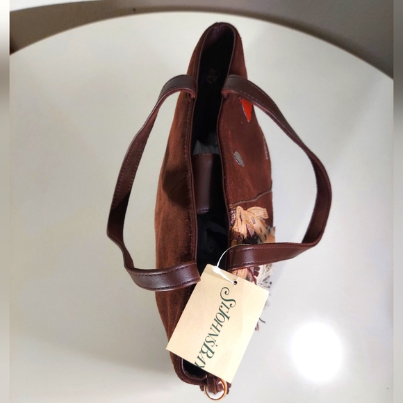 St. John's Bay Scottie Brown Leather Embellished Handheld Tote Bag - Picture 5 of 16